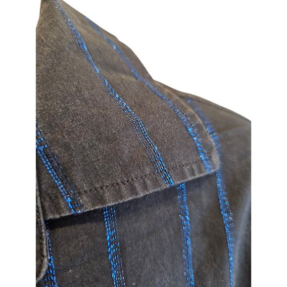 Armani exchange size blue metallic button up M mens long sleeve casual business - Picture 3 of 6